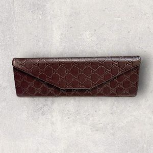 Gucci Monogram “GG” Leather Collapsible Snap Trifold Eyeglass Case